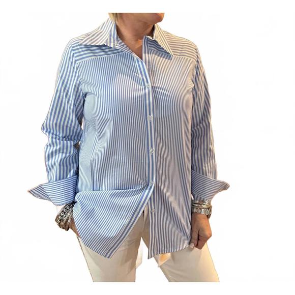 NEW RAVEL scope stripe button-up top in multi - Picture 1 of 8